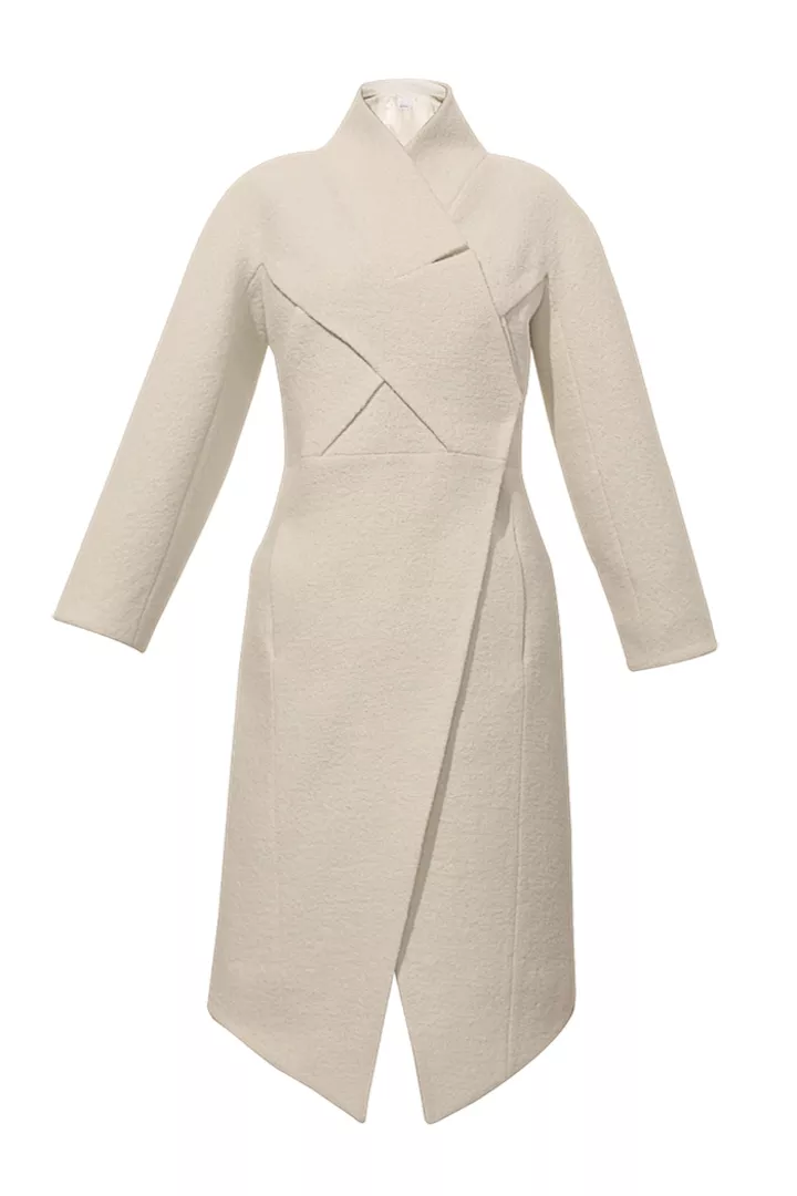 Белое пальто с крестовидным запахом – must-have Bevza осень-зима – 2014/2015