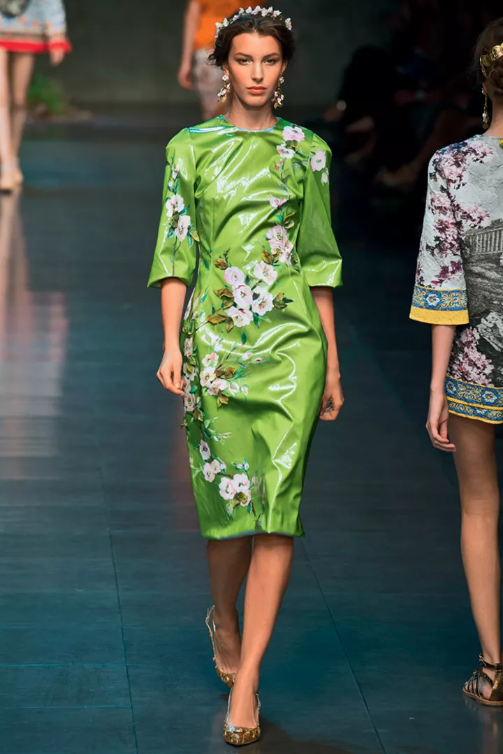 зеленое платье, Dolce & Gabbana, тренды 2014