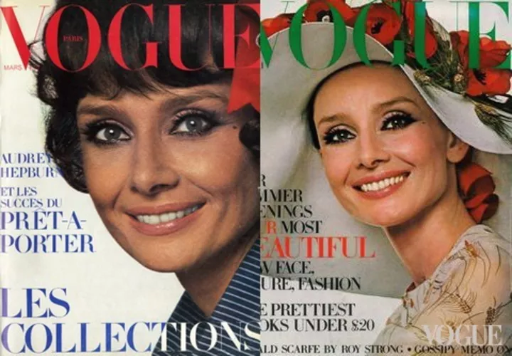 Одри Хепберн на обложках британского и французского Vogue