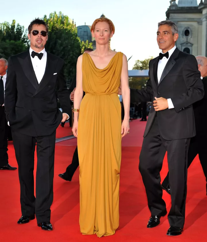 Брэд Питт, Тильда Суинтон и Джордж Клуни на Венецианском кинофестивале (2008)