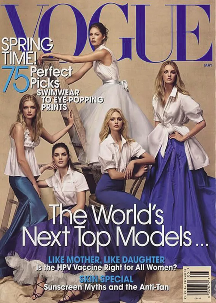 Американский Vogue, май 2007. С моделями Даутцен Крез, Лили Дональдсон, Хилари Родой, Сашей Пивоваровой. Фотограф: Стивен Мейзел
