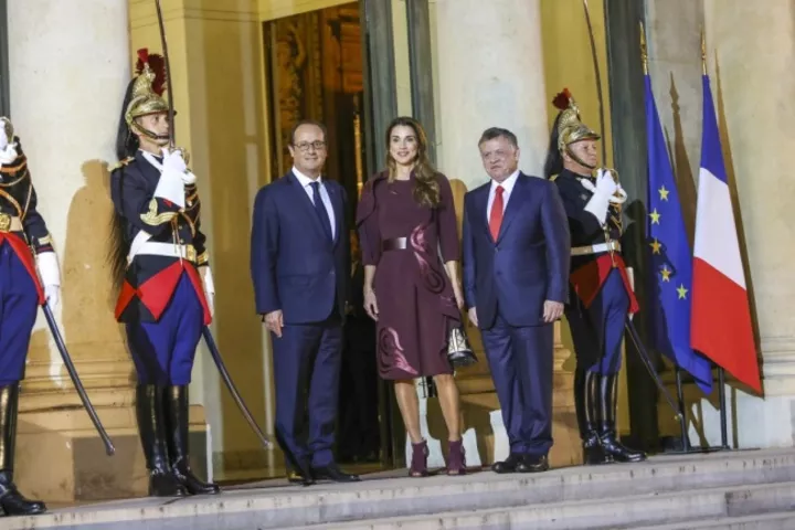 Королева Рания, Франсуа Олланд и Король Абдулла