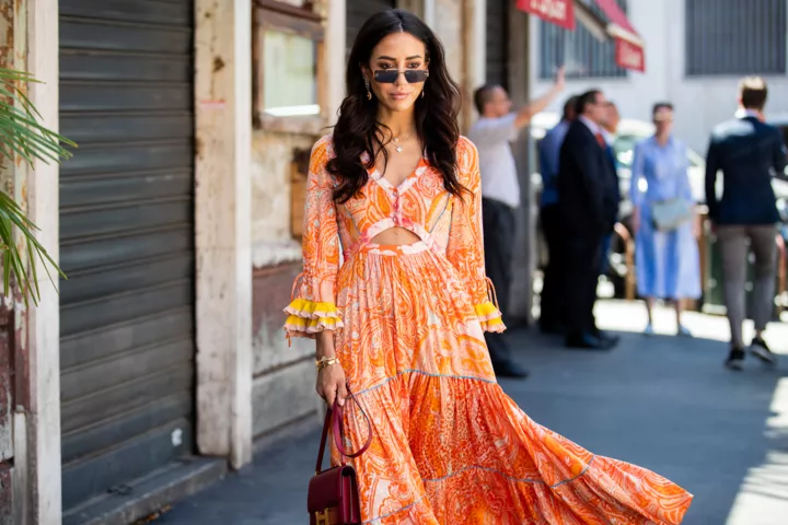 оранжевое платье лето 2020