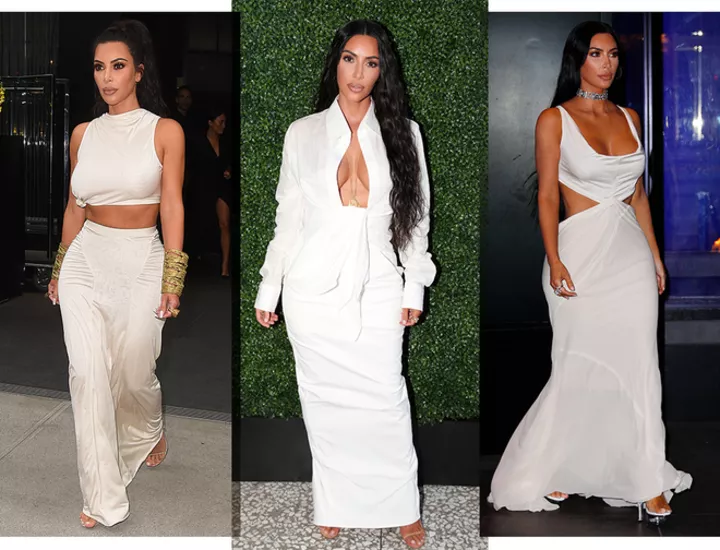 Ким Кардашьян в белых платьях