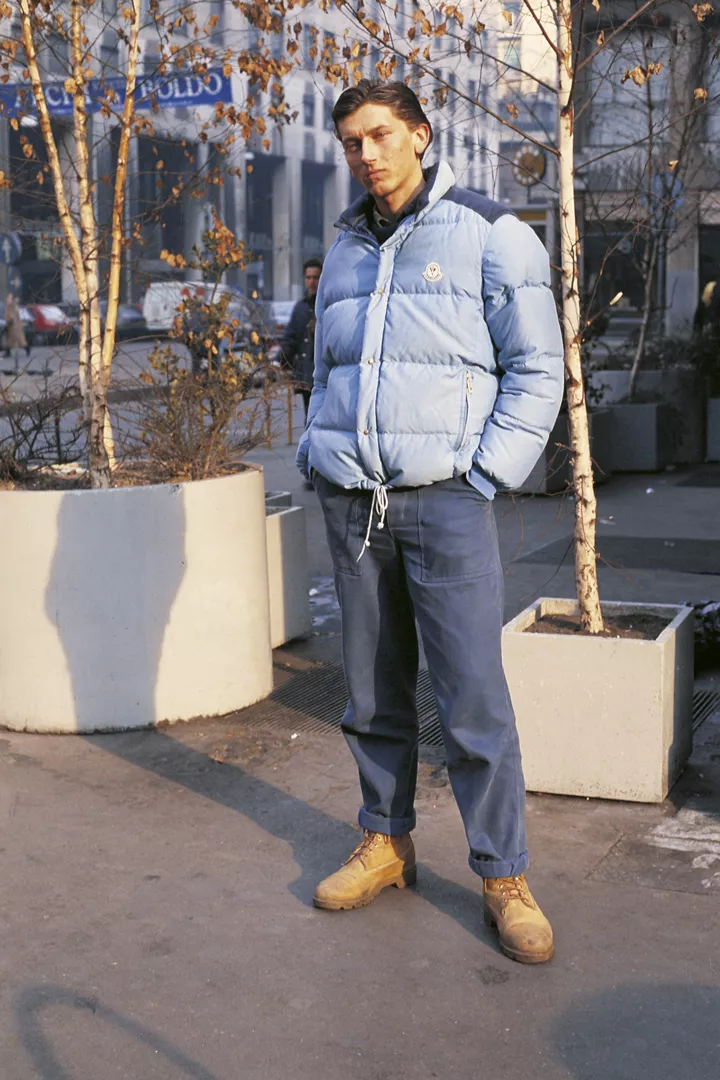 Молодой человек в куртке Moncler, Милан, 1987