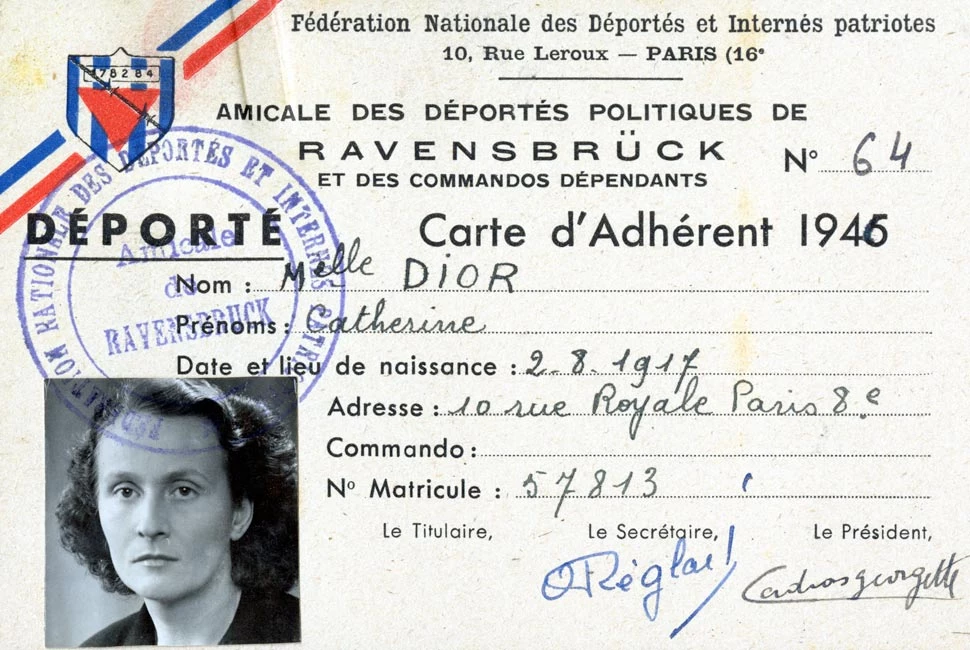 Депортаційна картка Кетрін Діор з Равенсбрюка, 1946 рік. Photo: Collection Christian Dior Parfums, Paris