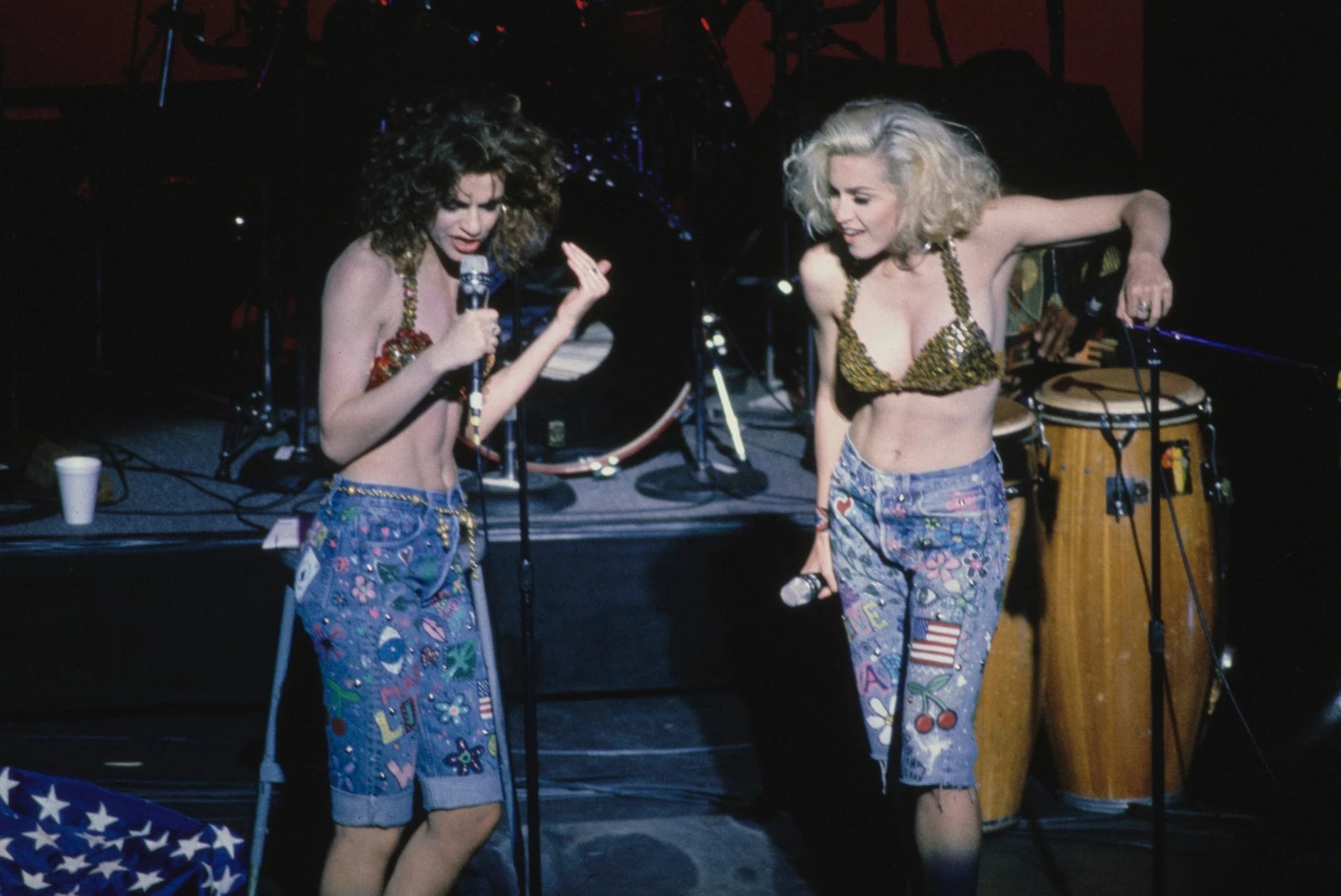 Сандра Бернхард і Мадонна під час виступу на благодійному концерті Don’t Bungle the Jungle у Нью-Йорку, 1989 рік