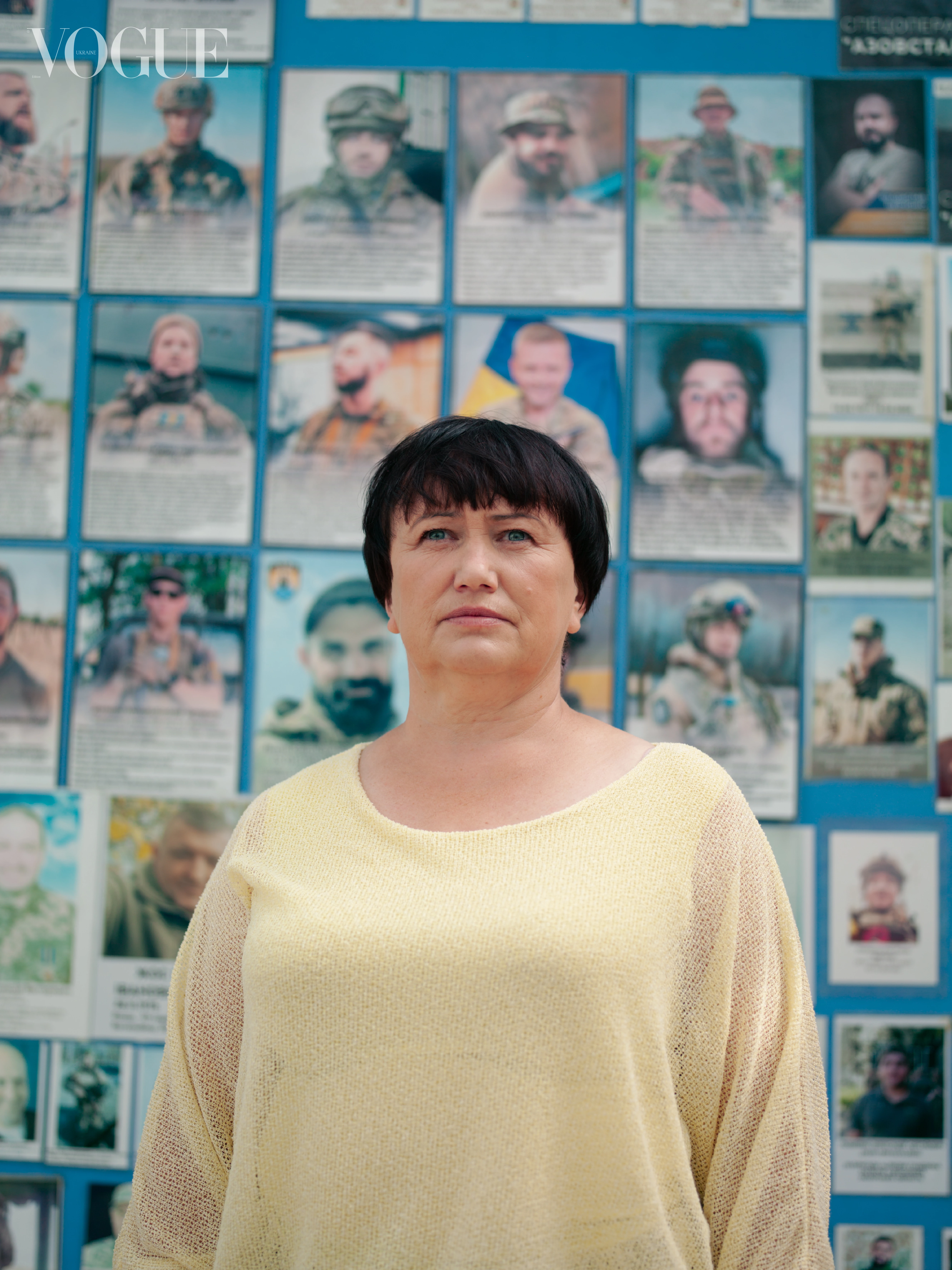 Tetiana Demchuk in Kyiv, near the Wall of Remembrance of the Fallen for Ukraine