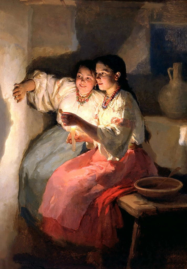"Різдвяні ворожіння", Микола Пимоненко, 1888 "Різдвяні ворожіння", Микола Пимоненко, 1888