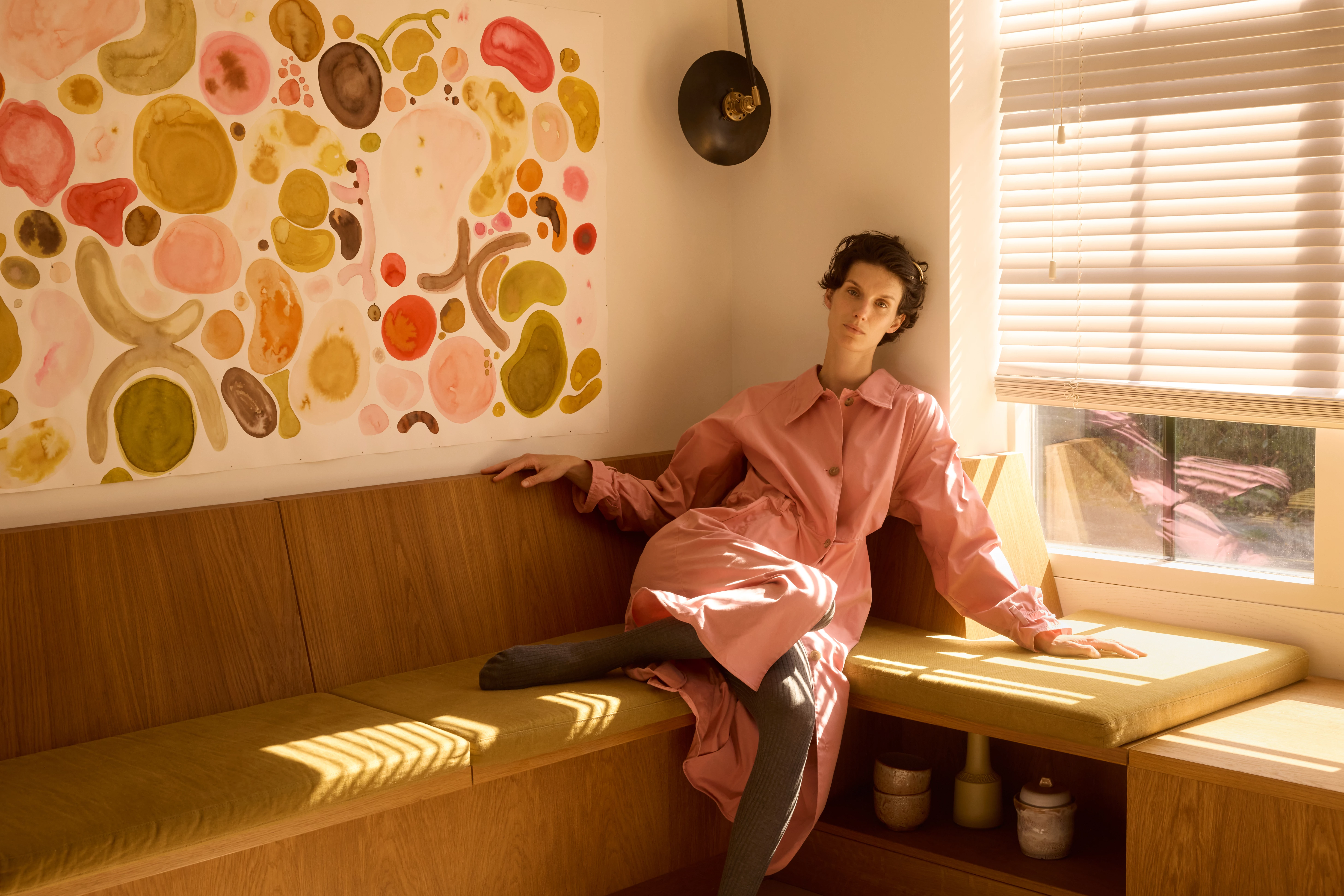 Бавовняне пальто, колготки з бавовни та вовни, усе – Prada