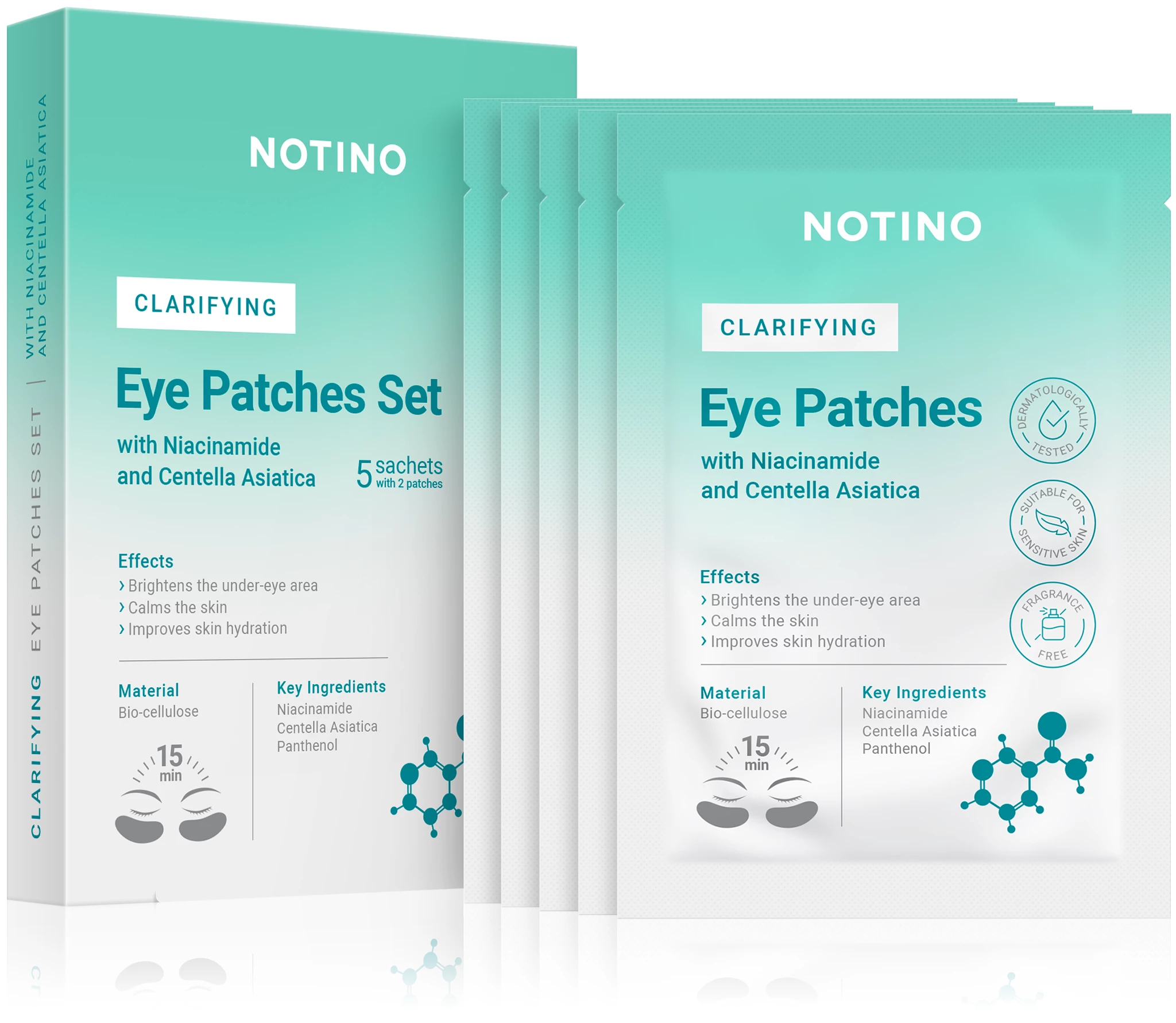Набір патчів для очей Notino Clarifying Bio-Cellulose Eye Patches Set with Niacinamide and Centella Asiatica. Набір патчів для очей Notino Clarifying Bio-Cellulose Eye Patches Set with Niacinamide and Centella Asiatica.