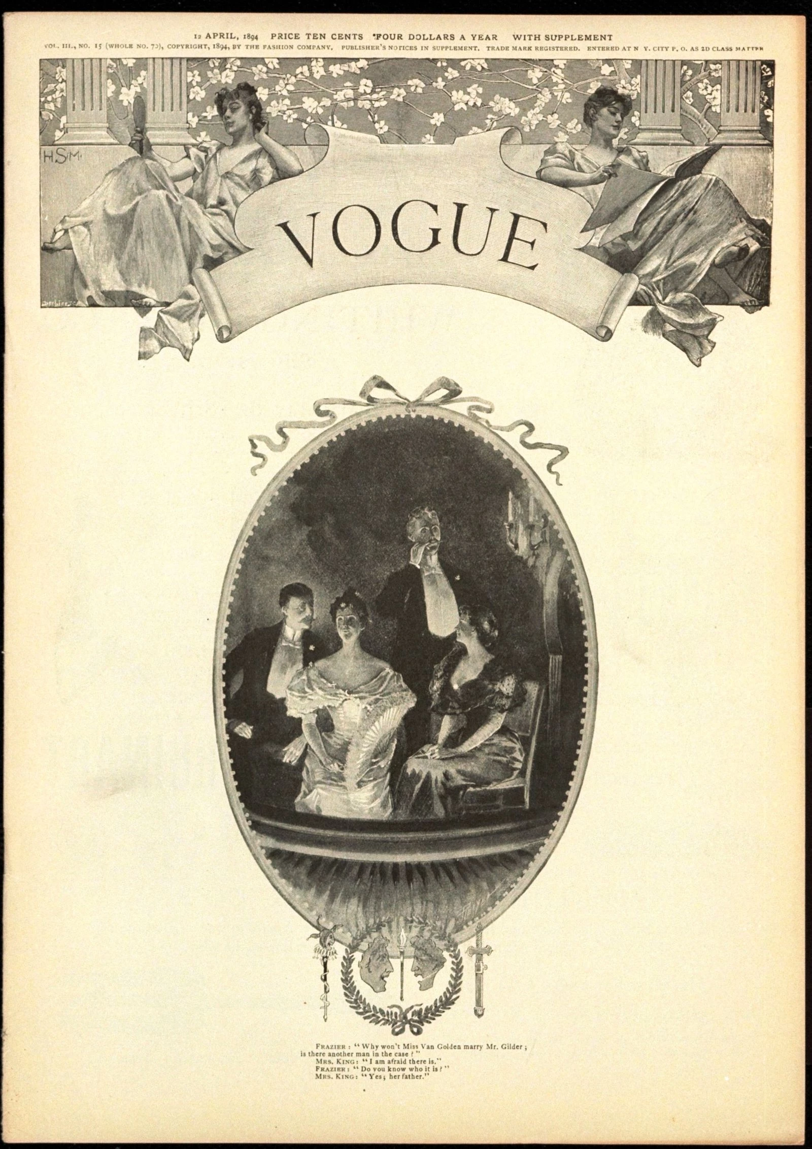 Дрес-код white tie на обкладинці Vogue доби Позолоченого віку. Ілюстрація: C. M. Relyea 
